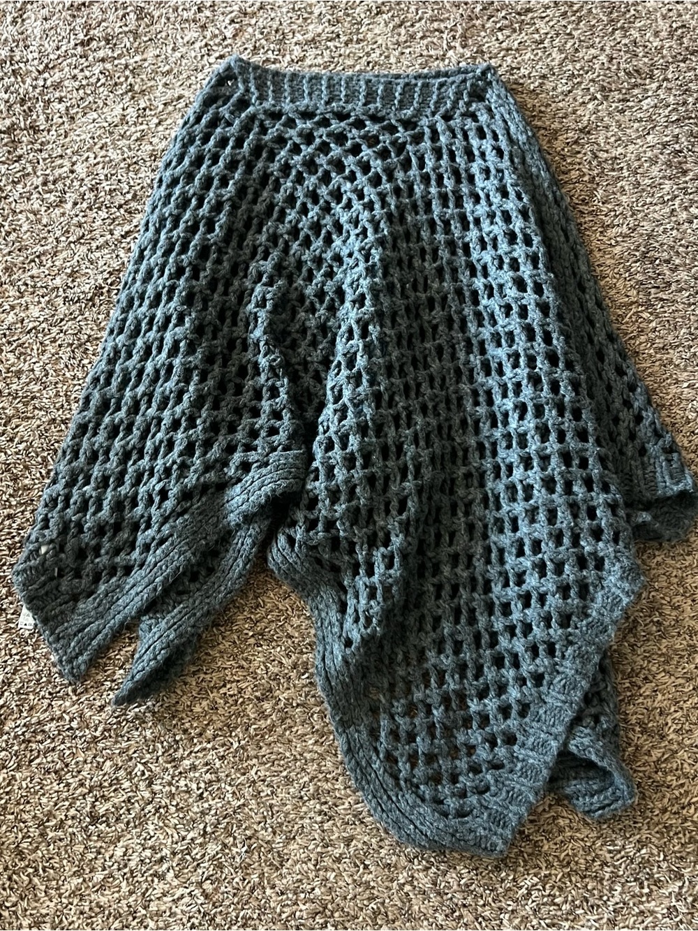 Zara Charcoal Gray Fuzzy Knit poncho